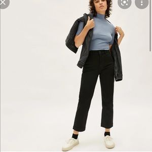 Everlane The Straight-Leg Crop (Regular) jean pants black size 4 raw hem